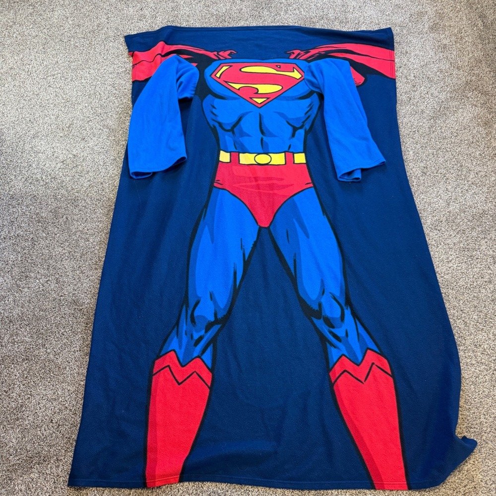 Northwest Superman Fleece Throw Blanket with Sleeves Unisex OS Blue Red Snuggie